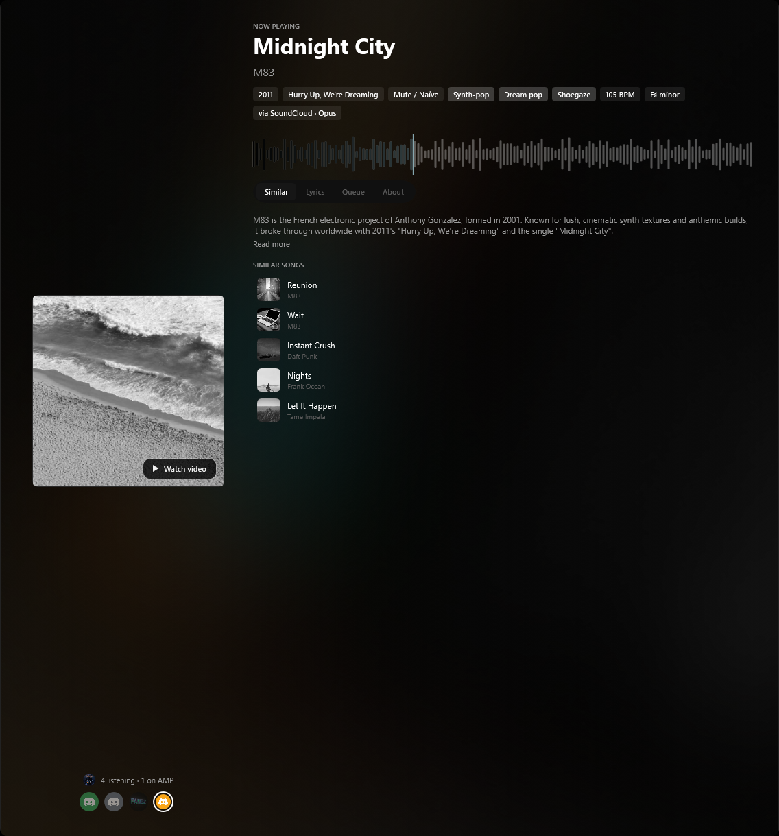 AMP Controller now-playing view