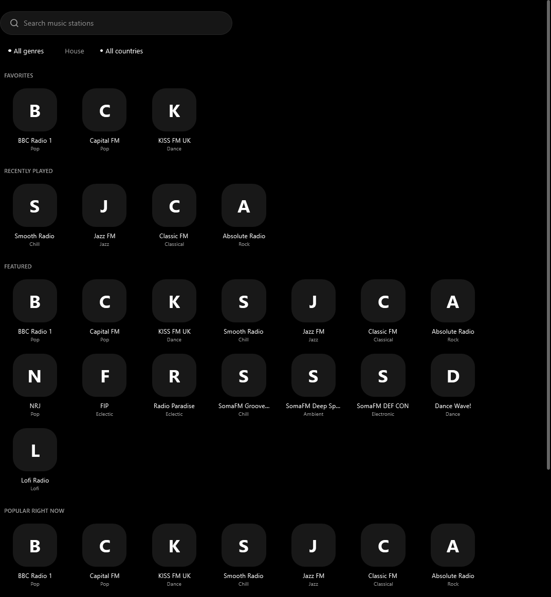 Radio station browser